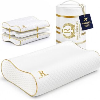 Royal Therapy Travel Memory Foam Pillow, Neck Pillow Bamboo Adjustable Side Sleeper Pillow (Travel 18 x 12 x 5)