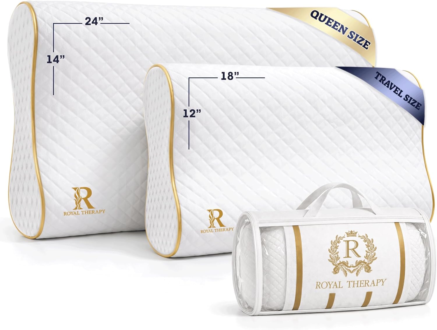 Royal Therapy Travel Memory Foam Pillow, Neck Pillow Bamboo Adjustable Side Sleeper Pillow (Travel 18 x 12 x 5) - Image 2