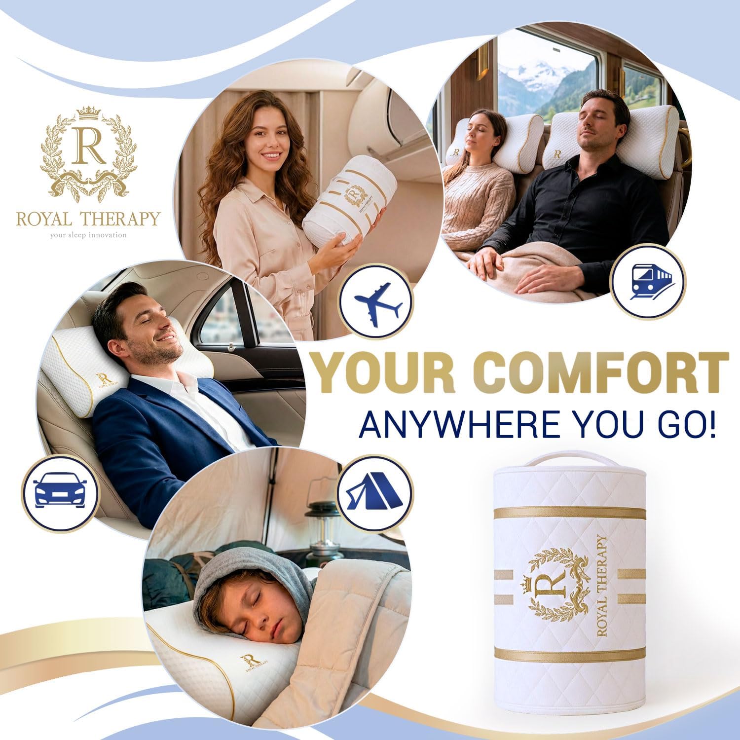 Royal Therapy Travel Memory Foam Pillow, Neck Pillow Bamboo Adjustable Side Sleeper Pillow (Travel 18 x 12 x 5) - Image 9