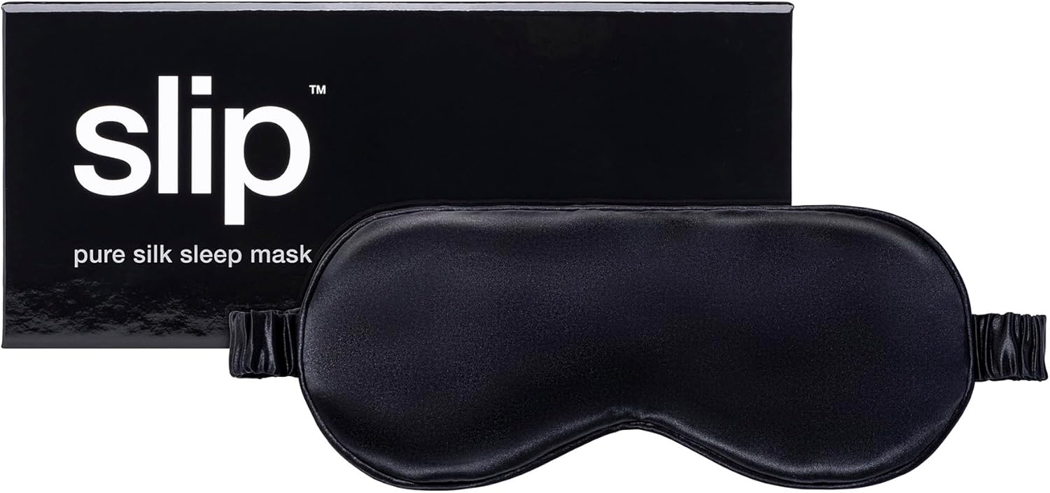 slip Pure Silk Sleep Mask - 100% Mulberry Silk, Ultra Soft & Comfortable, Blocks Light for Restful Sleep Adjustable Strap for Perfect Fit, Gentle on Skin & Hair (Black - 1 Count Pack of 1)