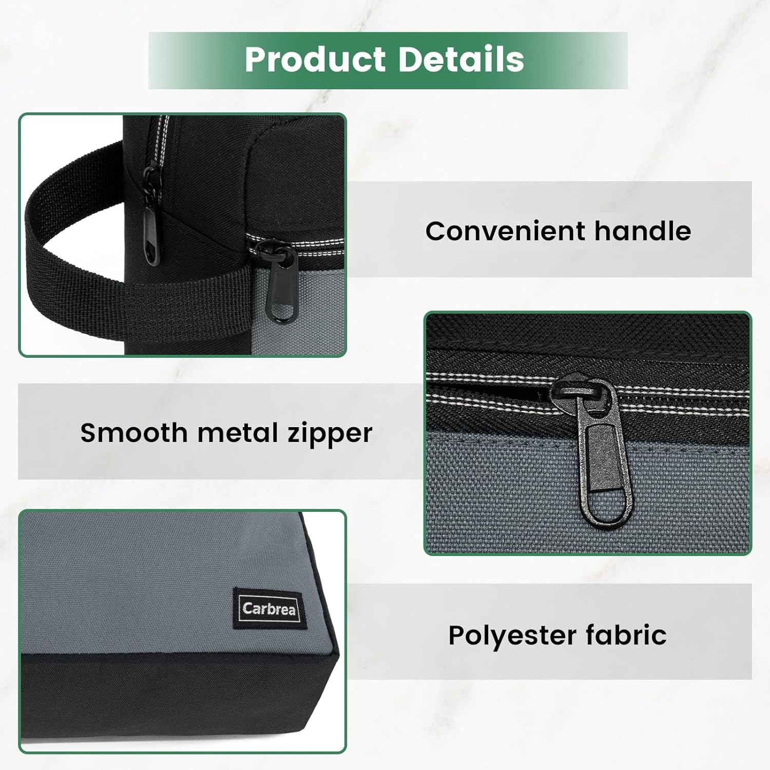 Carbrea Travel Toiletry Bag - Small Tavel Bag for Toiletries, Cosmetics, Accessories, Gifts - Black - Image 4