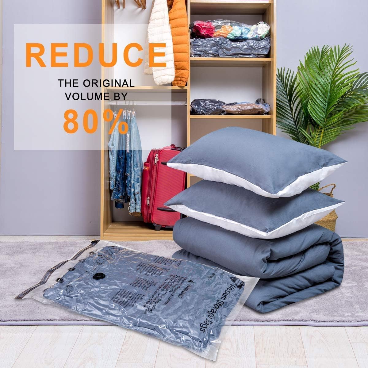 GONGSHI Vacuum Seal Bags for Clothing Travel & Home Storage, Travel Vacuum Bags with Pump,Space Saver for Blankets, Comforters, Pillows, Clothes,24 Combo with Electric Pump - Image 6